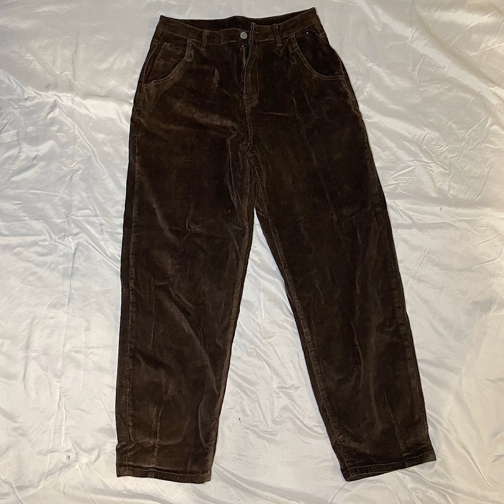 Dark Brown Corduroy Jeans SHEIN